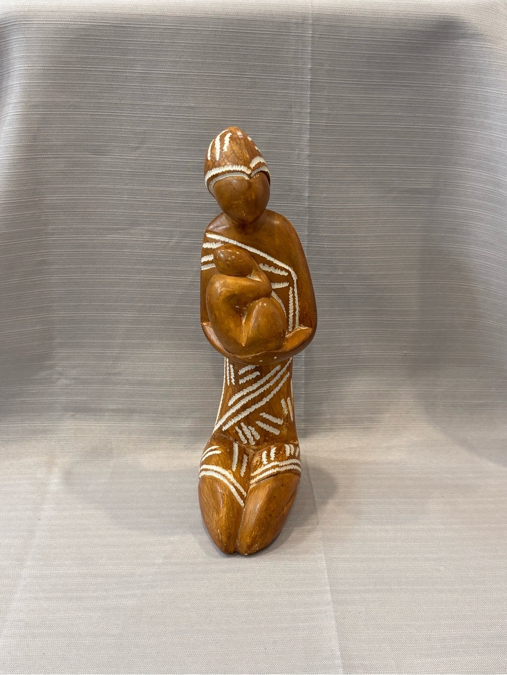 Handcrafted Brown Mother and Child Figurine - Home Art